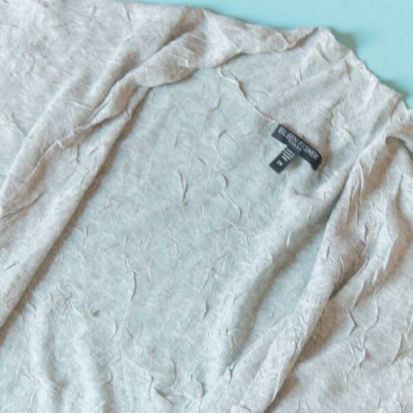 Eileen Fisher Woman Gray Crinkle Knit Short Sleeve Open Front Cardigan Size 2X - Picture 2 of 7